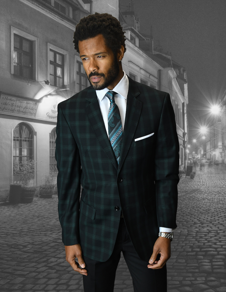 Black plaid shop sport coat